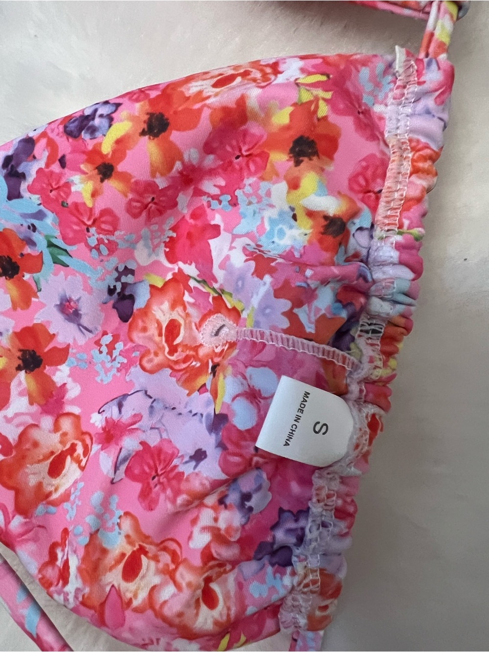 Floral Pink Triangle String Bikini - Picture 4 of 4